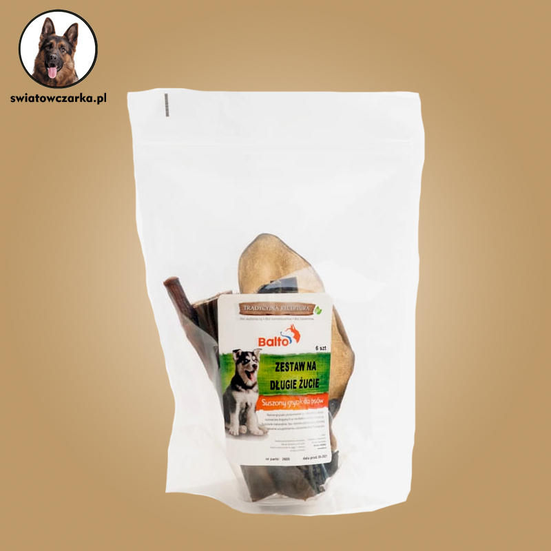 BALTO Zestaw gryzaków na długie żucie 6 szt. ogonek wołowy , ucho wołowe, skóra z dziczyzny, skóra wołowa - obrazek 2