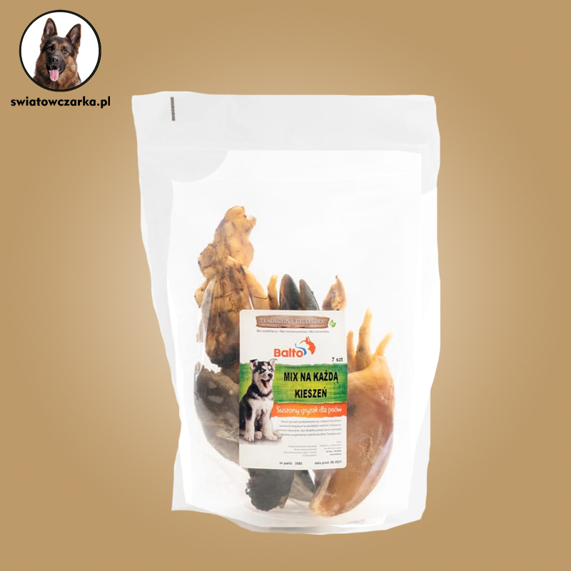 BALTO Zestaw gryzaków na każdą kieszeń 7 szt. kurze łapki, racica dzika/sarny, stripsy, kopyta wołowe - obrazek 2