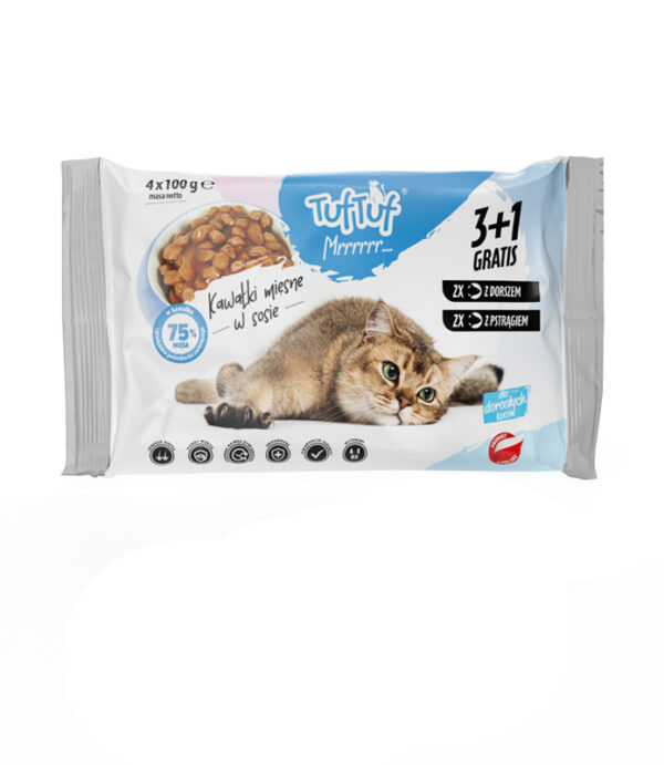 TUF TUF saszetki dla kota 40 x 100g RYBA  MIX SMAKÓW - obrazek 2