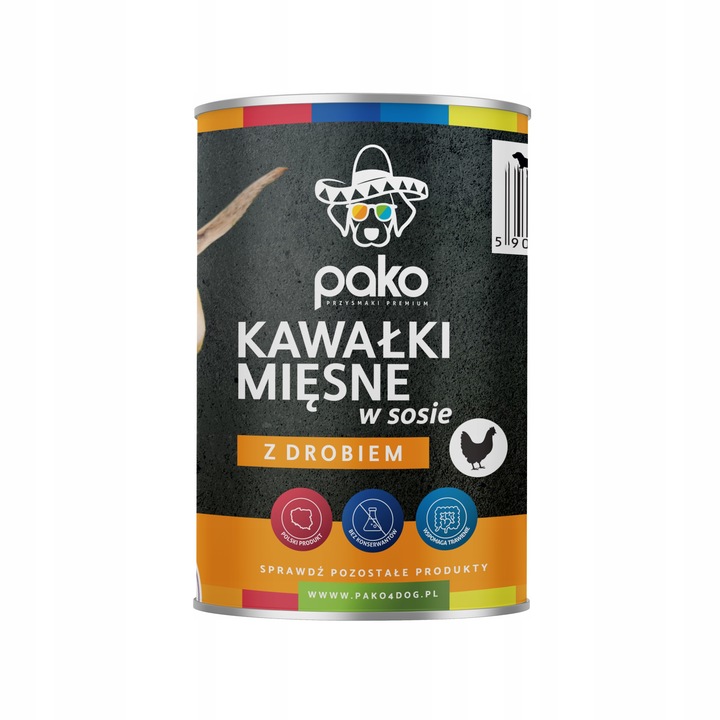 PAKO mokra karma dla psa kawałki w sosie drób 12x415g - obrazek 2