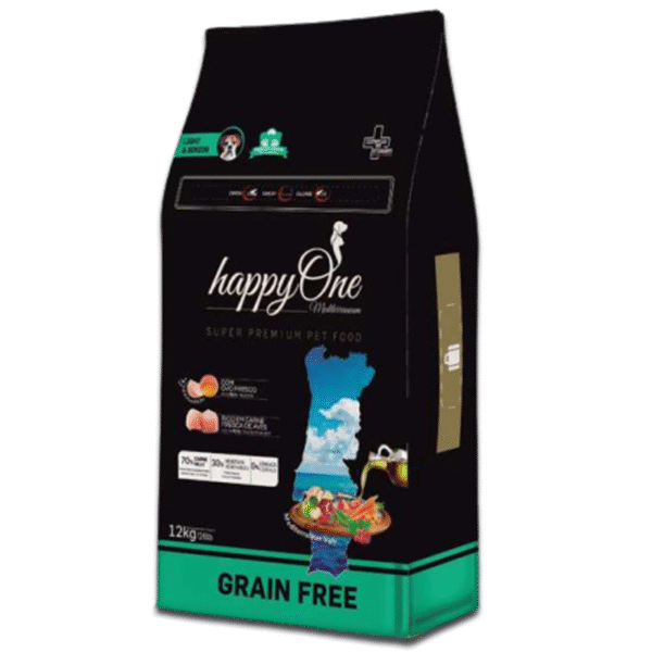 happyOne Grain-Free Mediterraneum Light & Senior dla psich seniorów SUPER PREMIUM 12KG