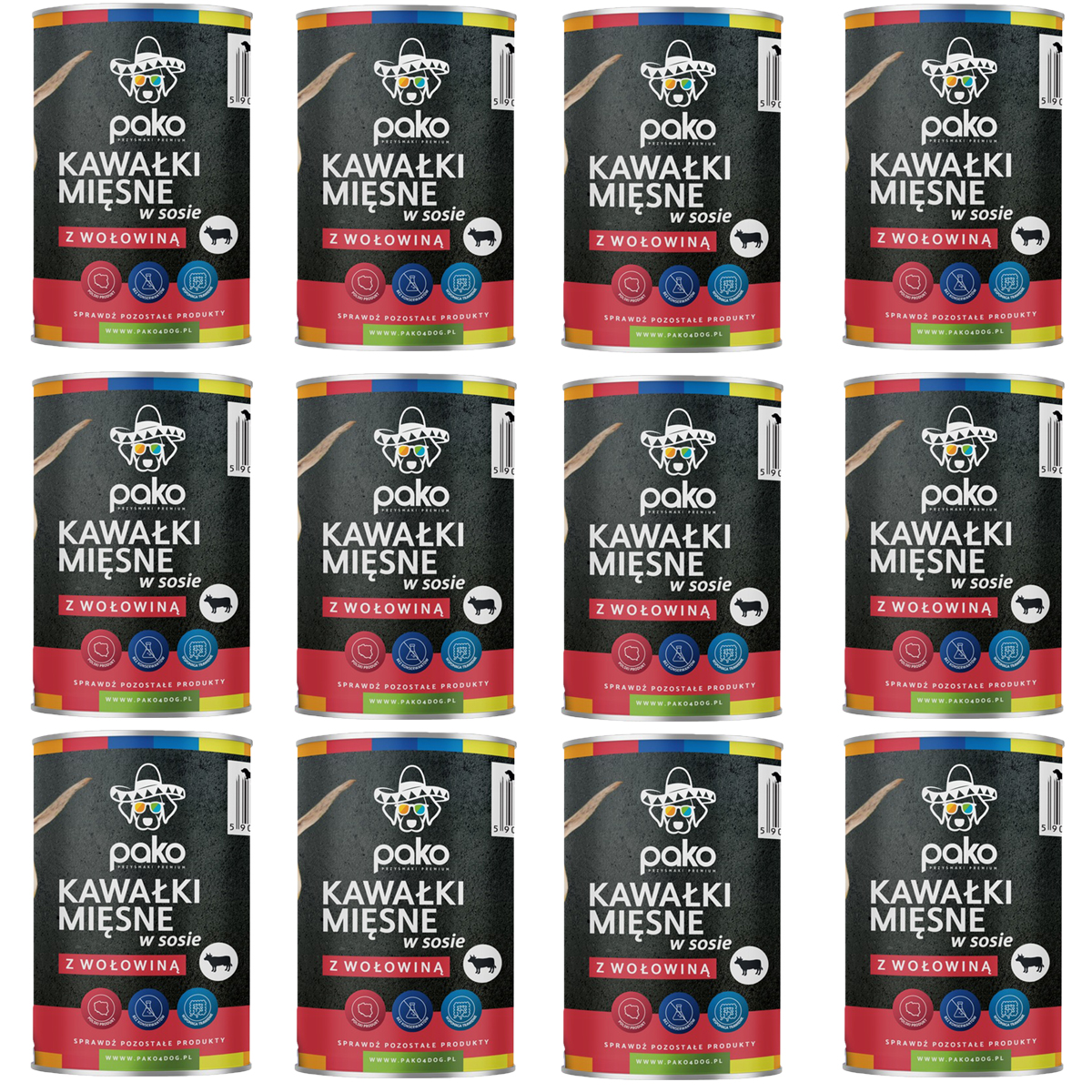 PAKO mokra karma dla psa kawałki w sosie wołowina 12x415g